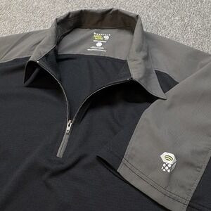 Mountain Hardwear Shirt Adult L Gray Black Hiking Outdoor 1/4 Zip Polo Mens
